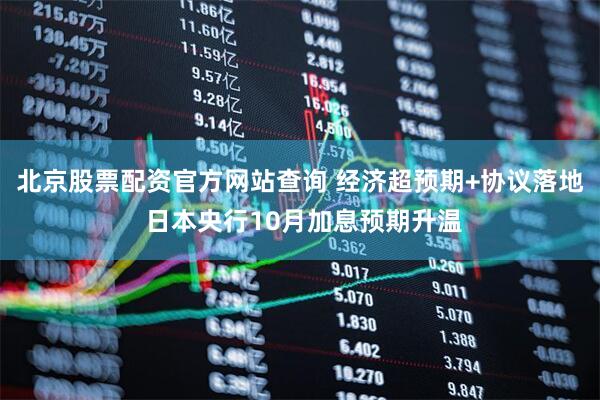 北京股票配资官方网站查询 经济超预期+协议落地 日本央行10月加息预期升温