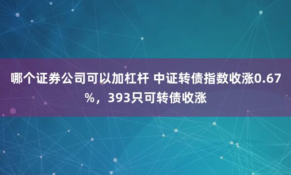 哪个证券公司可以加杠杆 中证转债指数收涨0.67%，393只可转债收涨
